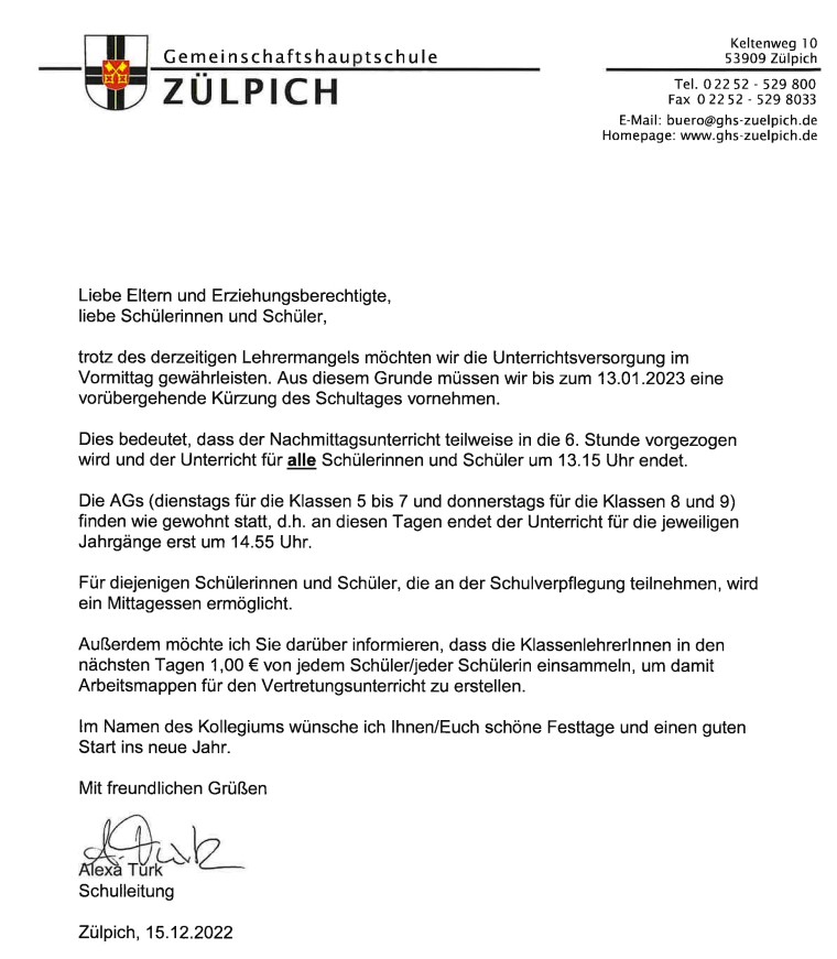 Elternbrief 15.12.2022